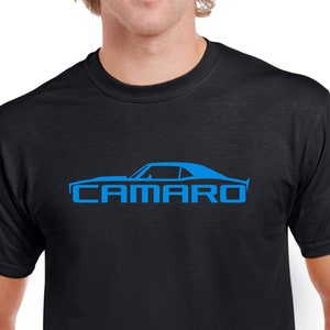 Neon Blue 1968-69 Camaro T-Shirt: Men&#39;s Muscle Car Graphic Tee