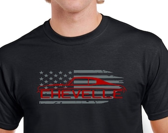 Red Chevelle USA Flag Men's T-Shirt - Birthday Gift- Men's Muscle Car Shirt -Classic Chevelle -1969 Chevelle - 1968 Chevelle Shirt