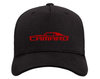 Red Camaro Print Snapback Baseball Cap - Muscle Car Hat - Classic Car Baseball Hat - Camaro SS Cap - 1968 Camaro - 1969 Camaro