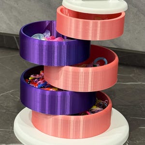 Organizer Rotante Stampato in 3D - Portaoggetti Modulare a Torre per Trucchi, Gioielli ed Elastici - Portagioie Salvaspazio Moderno