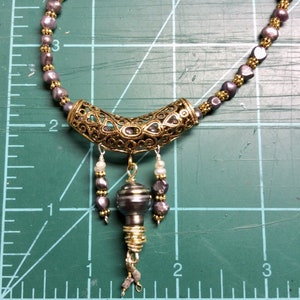 Genuine Tahitian Pearl slider with geniune Raw Diamonds and grey freshwater pearls necklace image 6