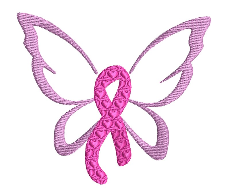 Butterfly Breast Cancer Ribbon Embroidery Butterfly Breast Cancer Ribbon Embroidery