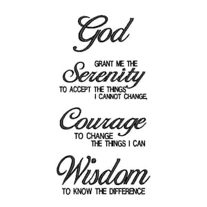 Serenity Prayer Embroidery Design - Instant Download - Digital Machine Embroidery Design