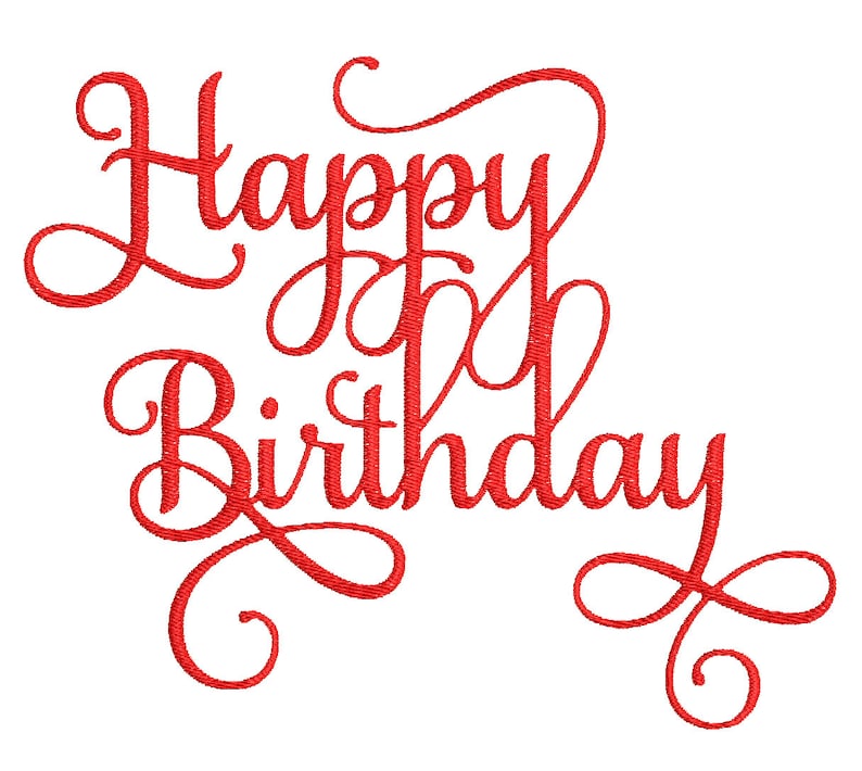 Happy Birthday Embroidery Design in 2 Sizes Instant Download Etsy