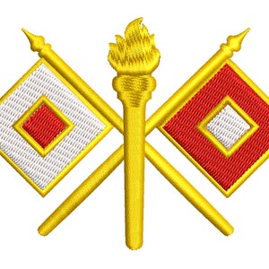 US Army Signal Corps Insignia Embroidery Design in 2 Sizes - Instant Download
