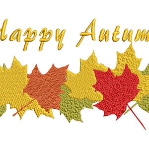 Happy Autumn Leaves Embroidery Design - Instant Download - Digital Machine Embroidery Design