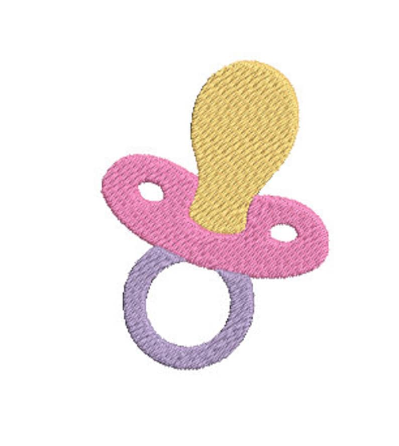 Baby Pacifier Embroidery Design in 2 Sizes Instant Download Digital Machine Embroidery Design image 1