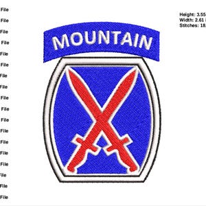 Peut inclure: Écusson brodé avec un bouclier bleu et deux épées rouges croisées. Le mot "MOUNTAIN" est arqué au-dessus en blanc. Le patch mesure 9,02 cm de haut et 6,63 cm de large. Il contient 18 852 points.
