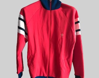 Vintage 80s Adidas FSCF Track Jacket | Red Navy Blue Original Zipper Size L