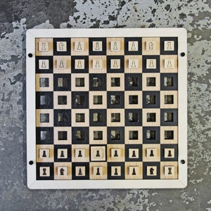 Wall Hanging Chess Board Game - Unique Gift Ideas - Vertical Chess - Real Wood Parts - Family Night Gaming - Gifts for Him & Her