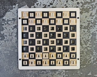 Wall Hanging Chess Board Game - Unique Gift Ideas - Vertical Chess - Real Wood Parts - Family Night Gaming - Gifts for Him & Her