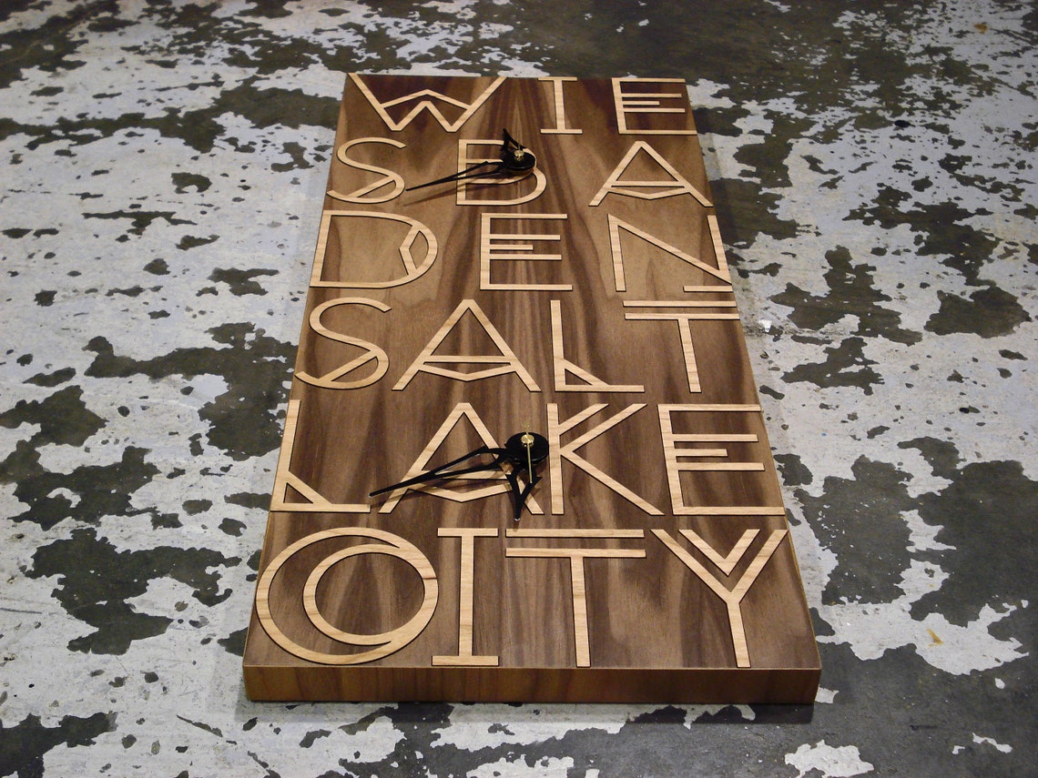 Custom Dual Time Zone Clock Any Locations Available Unique Etsy