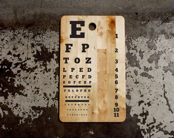 Laser Engraved Wooden Cutting Board - 18" x 11" x 1/2" - Eye Chart Butcher Block