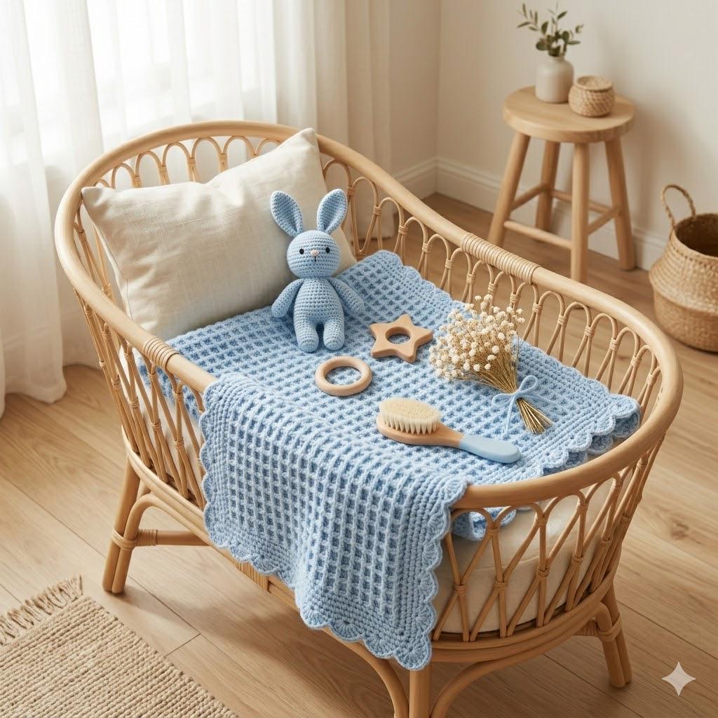 Waffle Stitch Crochet Baby Blanket