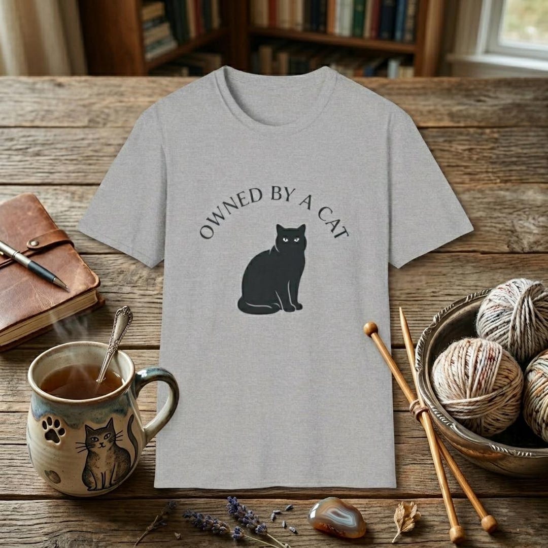 Owned Cat Owned by A Cat T-shirt | Cat Silhouette Tee, Cat Lover Shirt - Etsy