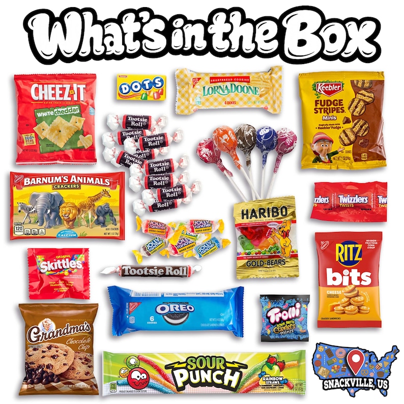 Sampler Snack Box Snackville Super Sampler Snack Box (4 Pounds) Variety Pack | Full-size ...