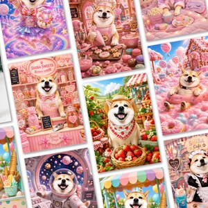 Cute Shiba Inu Fantasy Wall Art Set of 10 | Kawaii Dog Printable | Digital Download