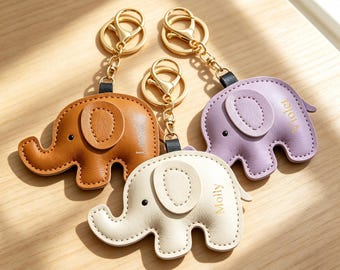 Portachiavi a forma di elefante placcato oro e personalizzato con incisione, grazioso ciondolo portafortuna a forma di elefante per borsa, regalo di laurea personalizzato per lei.