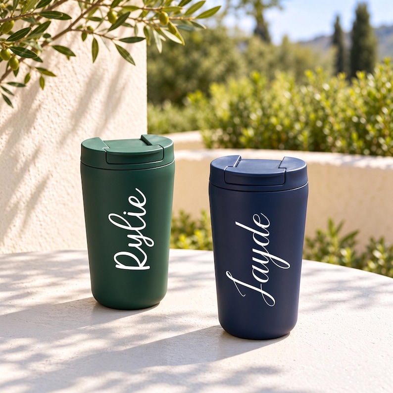 Custom Travel Mug, Personalized Stainless Steel Tumbler With Flip Top ...