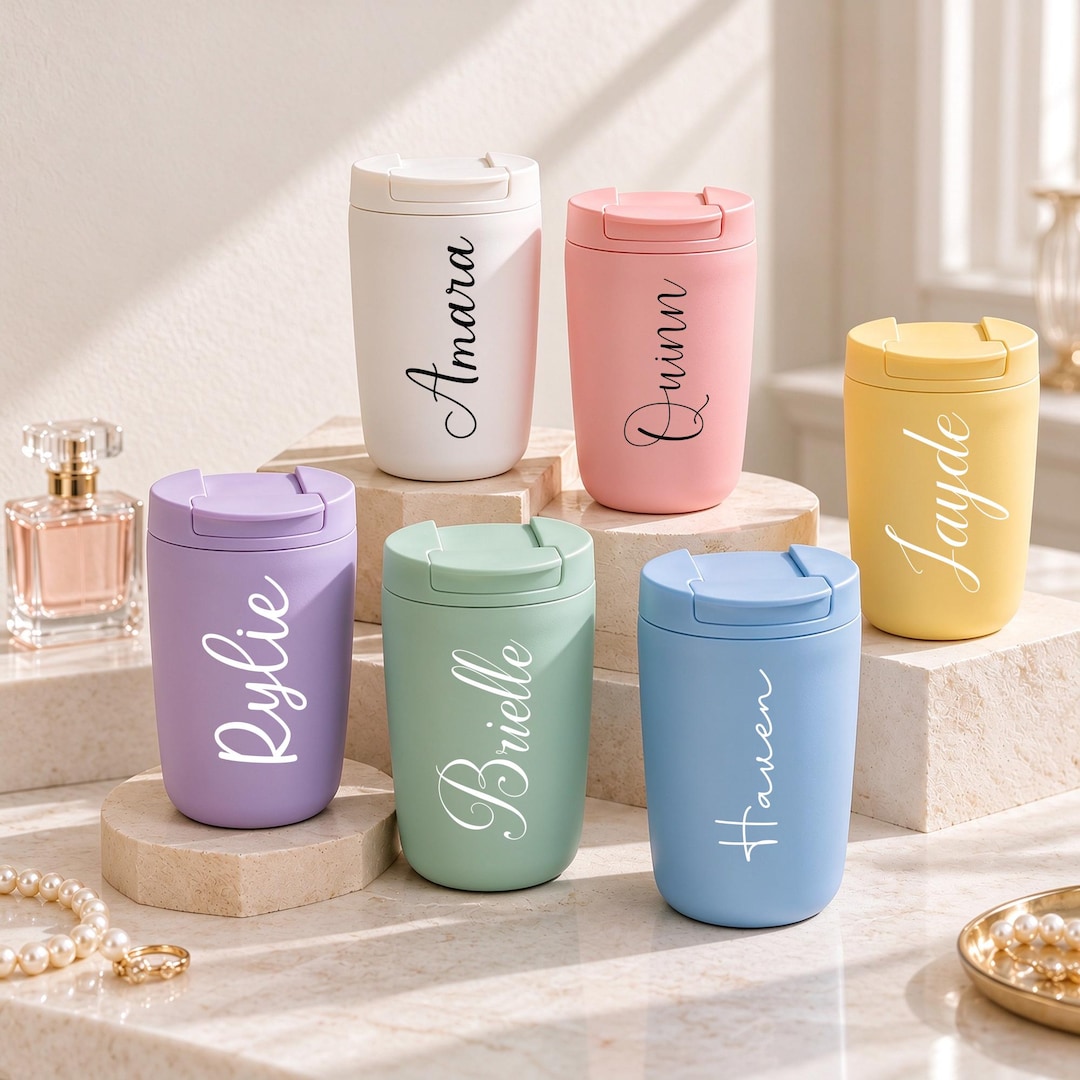 Custom Travel Mug, Personalized Stainless Steel Tumbler With Flip Top ...