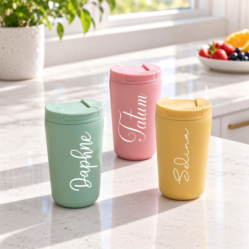 Custom Travel Mug, Personalized Stainless Steel Tumbler With Flip Top ...