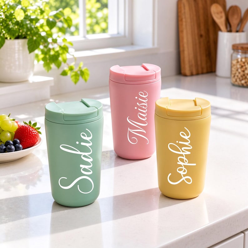 Custom Travel Mug, Personalized Stainless Steel Tumbler With Flip Top ...