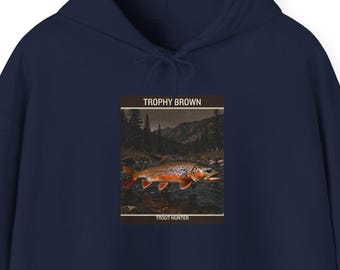 Trophy Brown Trout Sweatshirt, Brown Trout Fishing Sweatshirt, Fly Fishing Crewneck, Trout Angler Gift, Fisherman Apparel