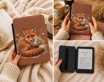 Fox Kindle Case, Woodland Animal Kindle Cover, Kindle Paperwhite Case, Cottagecore Kindle Case, Fox Lover Gift, Book Lover Gift