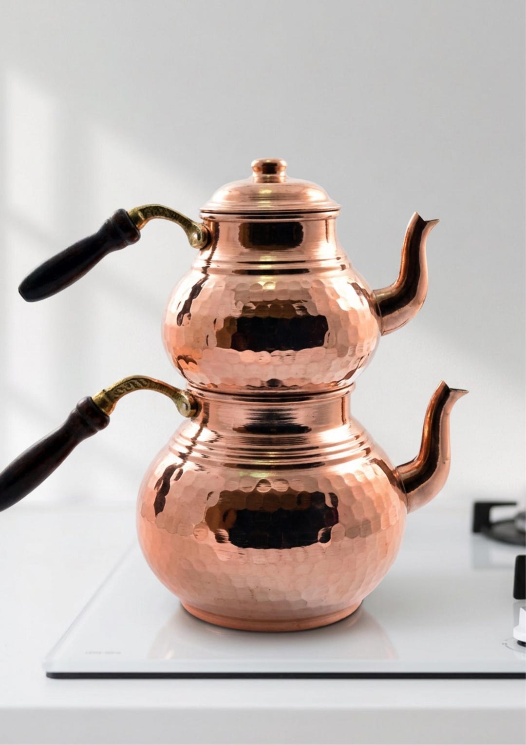 Handcrafted Copper Tea Set Vintage Turkish Double Boiler Kettle for ...