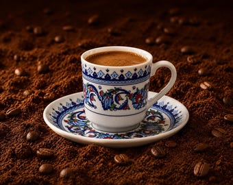 Set da caffè turco, tazze in porcellana ottomana di Iznik, set tradizionale di tazze da espresso turche, tazze da caffè in ceramica fatte a mano, regalo per l'inaugurazione della casa.