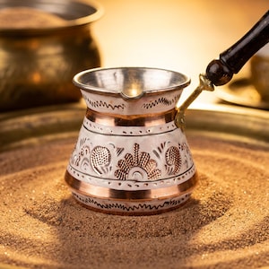 Turkish Copper Coffee Pot, Handmade Cezve, Turkish Greek Arabic Coffee Maker, Engraved Briki, Engraved Cezve Set of 3, Stovetop Coffee Pot