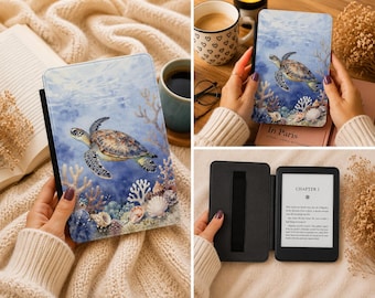Sea Turtle Kindle Case, Ocean Kindle Cover, Kindle Paperwhite Case, Coastal Kindle Case, Beach Lover Gift, Marine Life Kindle Case