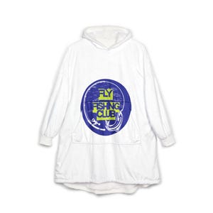 Fly Fishing Club Hooded Blanket, Wearable Blanket Hoodie, Trout Fishing Gift, Fisherman Gift, Cozy Angler Blanket