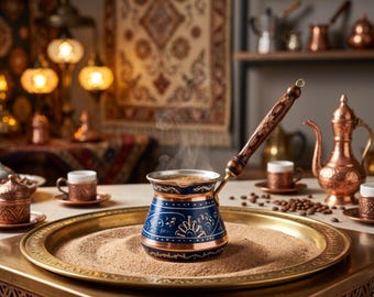 Caffettiera turca in rame, Cezve fatta a mano, Caffettiera turca greca araba, Briki incisa, Set di 3 Cezve incisi, Caffettiera per fornelli