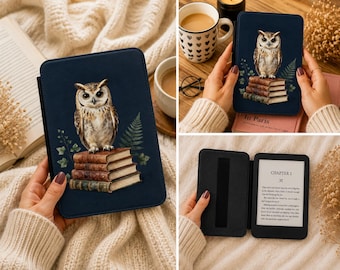 Owl Kindle Case, Book Lover Kindle Cover, Kindle Paperwhite Case, Literary Owl Kindle Case, Dark Academia Gift, Reader Gift