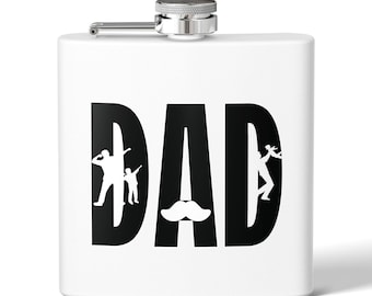 Mustache Dad Edelstahl Wasserflasche, Fischer Geschenk für Papa, Angler Geschenk, Vatertagsgeschenk, Leben am See