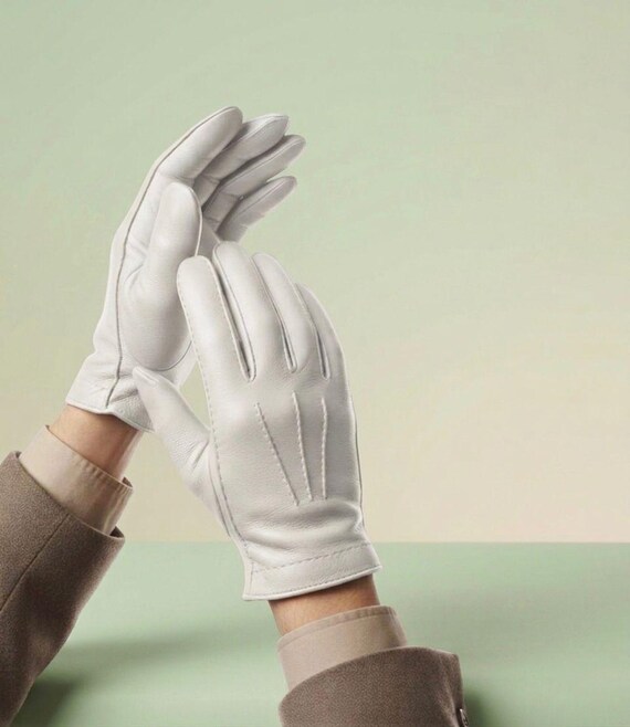 women's winter dress gloves White Leather | Genuine Soft Leather Gloves | Elegant Wedding & Evening Gloves Young Girl 3D Rose voluminous skirt Men's Size:10.5 US These womens winter gloves