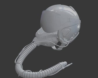 Flughelm DRUCKfertig Hochdetaillierte 3D-Modellspielfertig Saubere Topologie