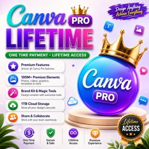Accès à vie à Canva Pro, modèles, compte privé (téléchargement numérique)
