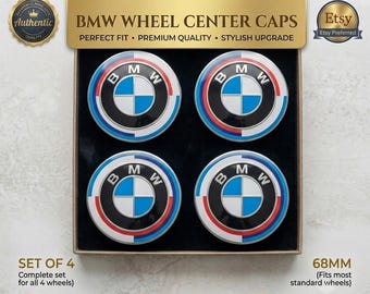 BMW Wheel Center Caps 68mm Set of 4 M Sport Tricolor Badge Emblem Cover Hubcaps
