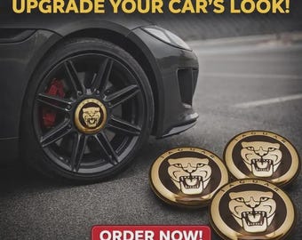 Jaguar Black 59mm Wheel Center Caps – Set of 4 Alloy Rim Hub Covers