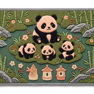 Schattig pandakleed voor kinderkamer, groen tapijt met jungledieren, speelkleed dierentuinthema, op de natuur geïnspireerd babykamertapijt, met de hand getuft