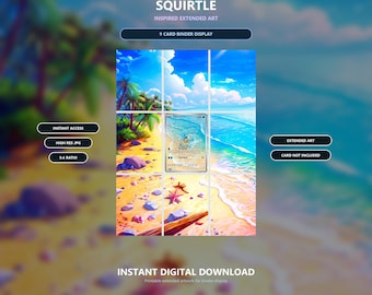 Squirtle 170/165 Extended Binder Art, 9 Card Printable Display, Digital Download