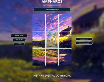 Ampharos 90/86 Extended Binder Art, afdrukbare display met 9 kaarten, digitale download