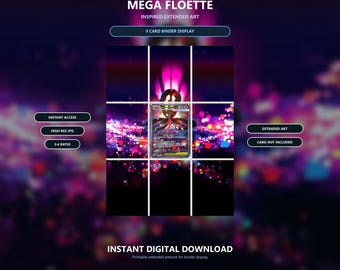 Mega Floette ex 117/86 Extended Binder Art, 9 Card Printable Display, Digital Download