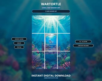 Wartortle 171/165 Extended Binder Art, 9 Card Printable Display, Digital Download