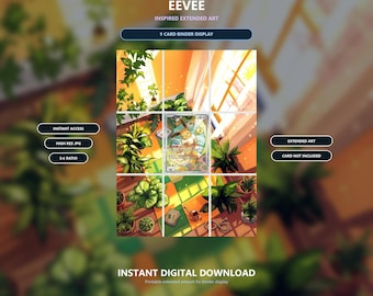 Eevee 173 Extended Binder Art, 9 Card Printable Display, Digital Download