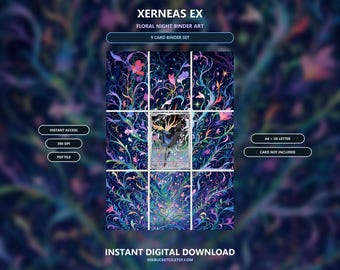 Xerneas 91/86 Extended Binder Art, 9 Card Printable Display, Digital Download