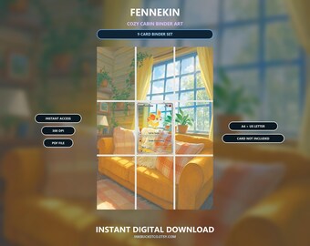 Fennekin 80 Extended Binder Art, 9 Cartões Imprimíveis, Download Digital