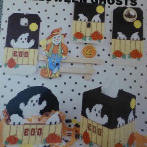 Ulotka z haftem Ala Mode nr 109, płytka przełącznika z motywem duchów Halloween, pudełko chusteczek itp.